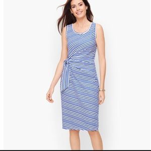 Talbots Cotton Side Tie Shift Dress Sunday Morning Stripe SZ petite lrg NWT
